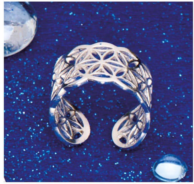 Levensbloem zilver ring open