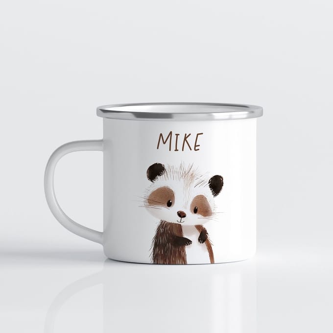 Creasowl® Rode Panda Kinder Mok - Emaille - 350ml - Gepersonaliseerd