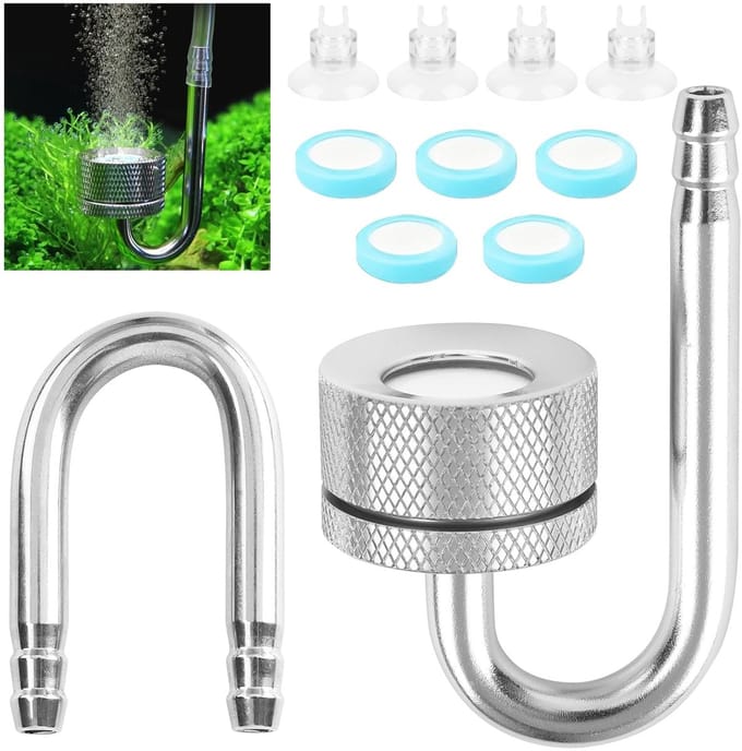Dailygoods- CO2 Diffuser Hoge Kwaliteit - Aquariumverstuiver - Zuurstofdiffuser - U-vormige Buis - Zuignappen - Keramische Platen