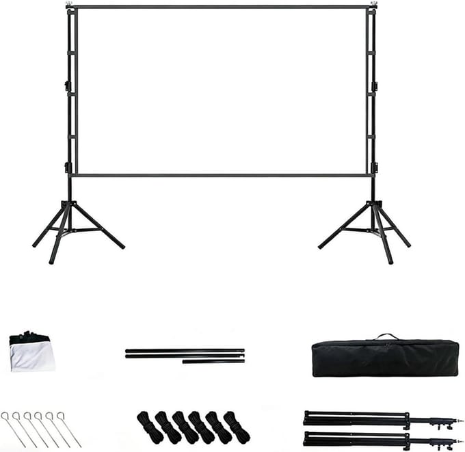 Projectiescherm - Widescreen Scherm - Film Kijken - Versterkte Dubbele Standaard - 16:9 Beeldverhouding - Wit