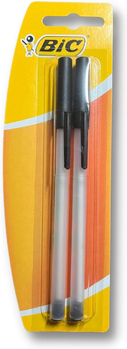 2X BIC ECOlution Balpen zwarte inkt 1mm - met dop