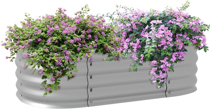 Outsunny verhoogde plantenbak - gegalvaniseerd metaal - zilver