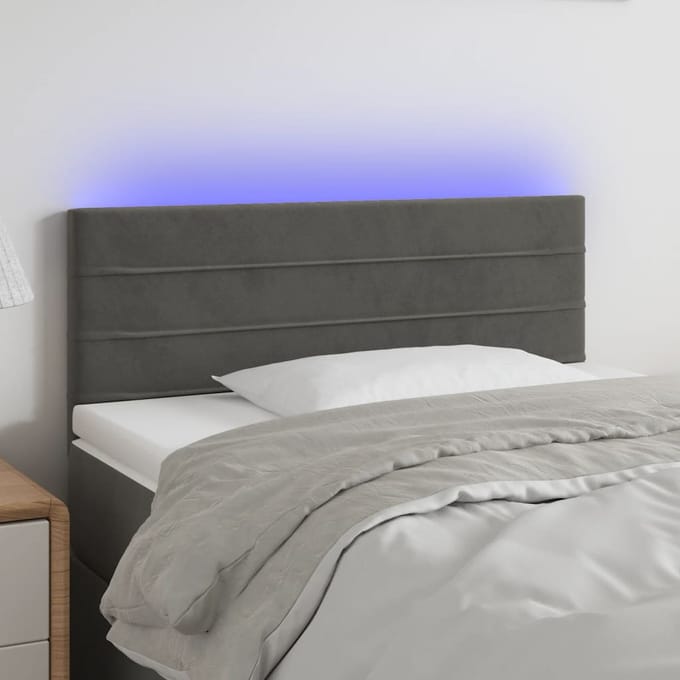 vidaXL - Hoofdbord - LED - 80x5x78/88 - cm - fluweel - donkergrijs