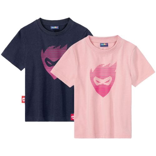 LUPILU 2 meisjes T-shirts (Lichtroze/donkerblauw, 122/128)