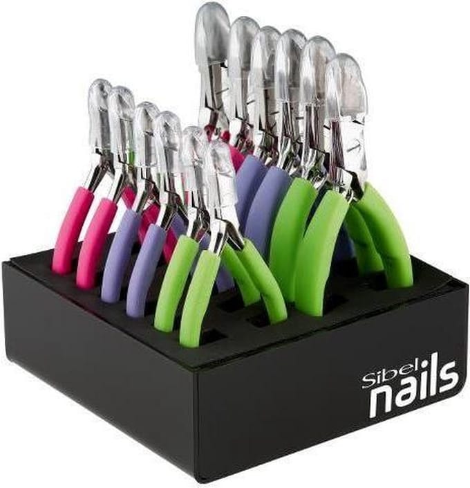 Display Met 6 Nageltangen En 6 Nagelvellen Tangen