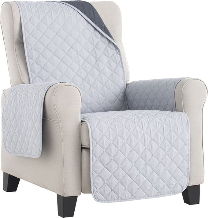 Duo quilt - Fauteuilbeschermer Lichtgrijs - 55cm breed - Twee kanten te gebruiken - OekoTex keurmerk