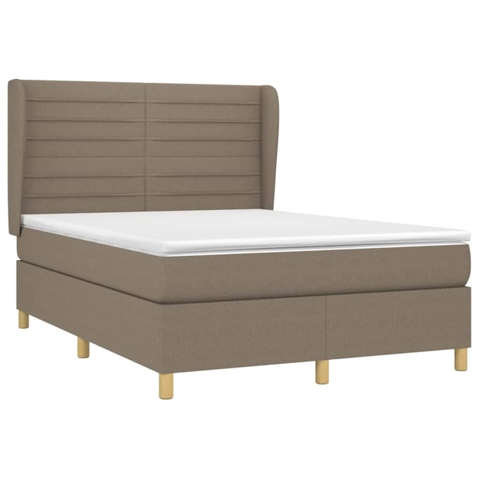 vidaXL - Boxspring - met - matras - stof - taupe - 140x190 - cm