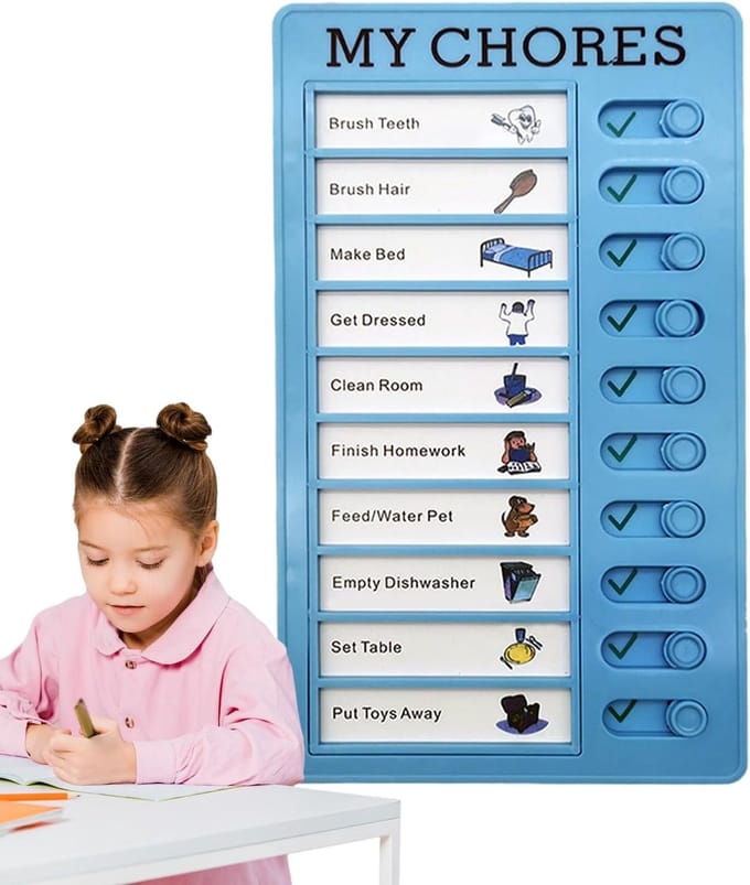 Planning Bord - Takenlijst Organizer - Dagelijkse Routine - Verwisselbare Kaarten - 20x12cm - Blauw