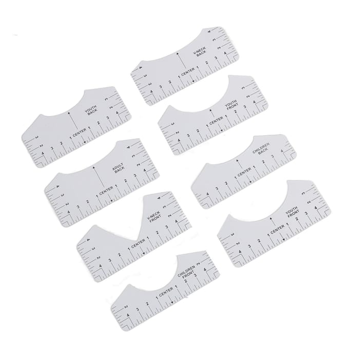 9-delige Uitlijningsliniaalset Centreergids Contourontwerp DIY T?Shirt Rond?Hals V?Hals Naaimeter white