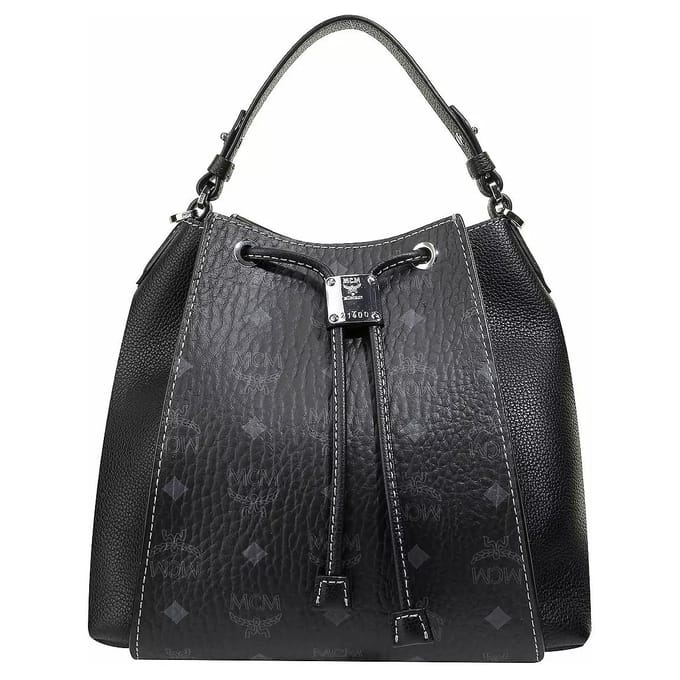 MCM Sac Seau Monogramme Patchwork à Cordon de Serrage Visetos Sacs à Main Femme Noir MWDAALZ01BK001 Basic Set (Bag+Dust Bag) black