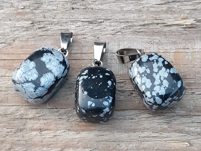Edelsteen Sneeuwvlokken Obsidiaan hanger