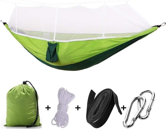 Draagbare Hangmat - Kampeer Hangmat - Ontspannen Buiten - Met Geïntegreerde Klamboe - 210T Nylon - A