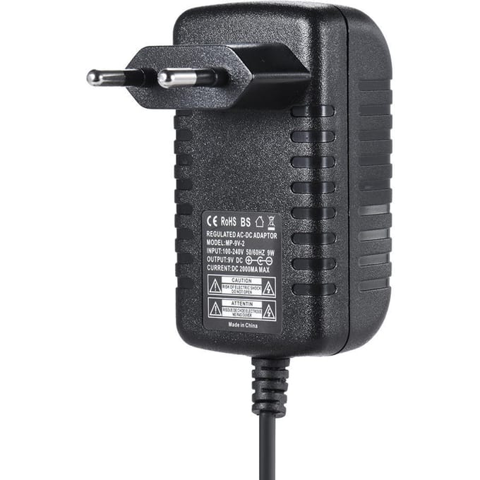 9V 2A Voedingsadapter Converter voor Gitaar Bas Effect 100~240V Input UK Plug EU Plug black