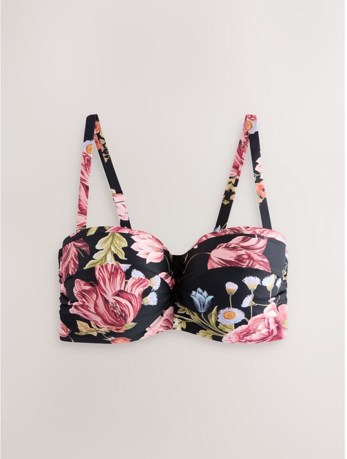 Next - Dames - F-K gedraaide bandeau-bikinitop met beugels - Zwart