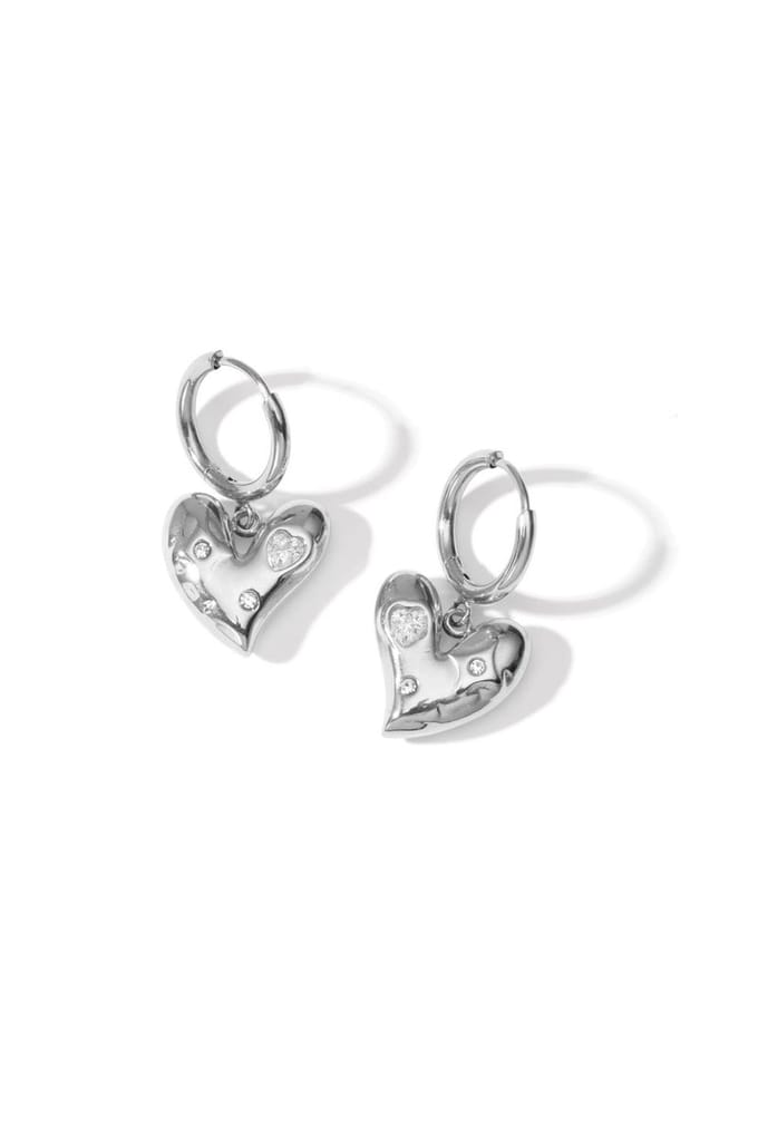 Bijoutheek Oorhangers Hart Steentjes Zilver