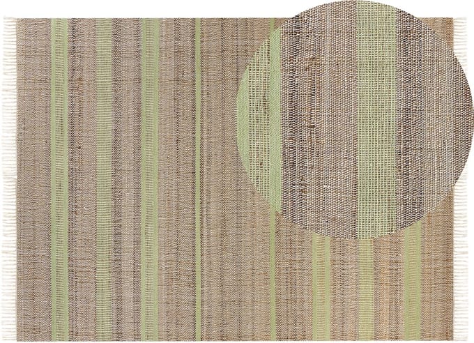 TALPUR - Vloerkleed - Beige/Lichtgroen - 160 x 230 cm - Jute