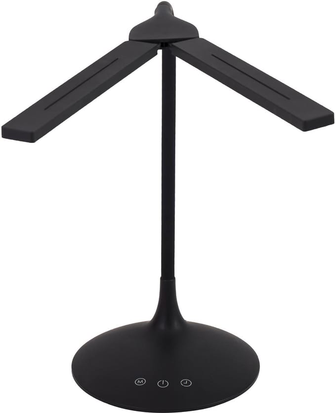 Alba LED Twin draadloze en oplaadbare zwarte bureaulamp 6W dubbele verstelbare koppen.