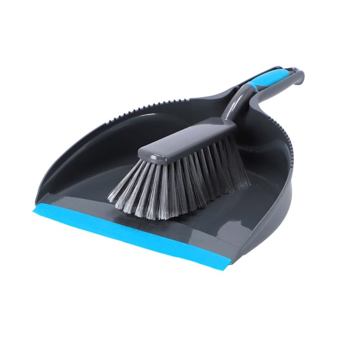 Linea stoffer en blik speelgoed wit-blauw kunststof schoonmaakset.
