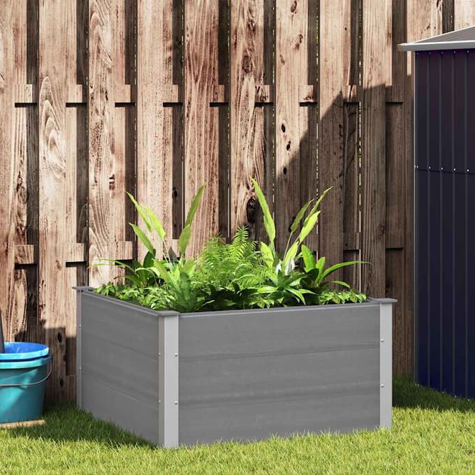 vidaXL - Plantenbak - verhoogd - 100x100x54 - cm - HKC - grijs