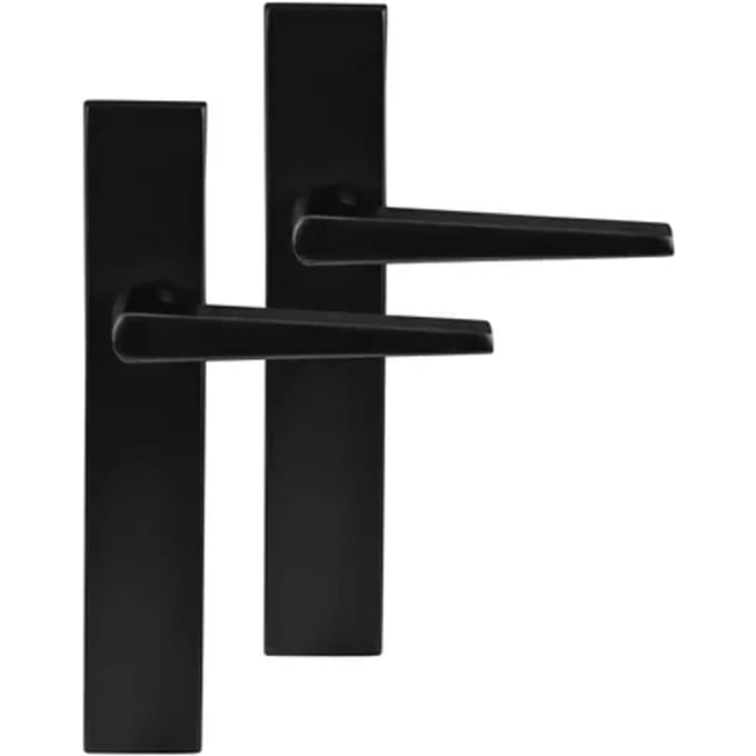 Deurkruk op schild - Zwart - RVS - Differnz - Differnz Rotterdam afgerond 225x41x10mm blind Zwart