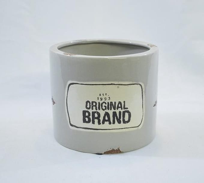 Riverdale - bloempot - vintage - grijs - H13 x Ø 15.5 cm