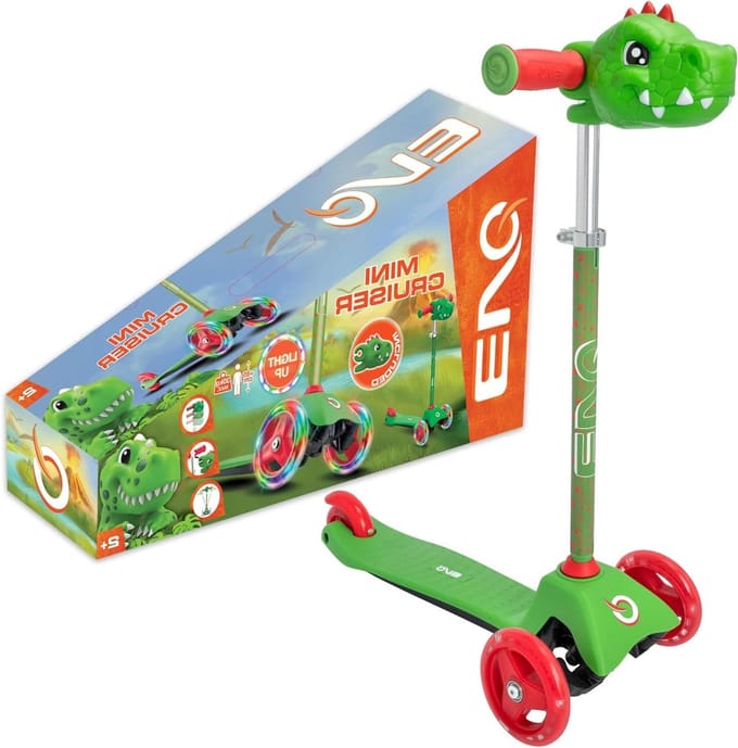 Kinder Driewieler Scooter - Loopfiets Mini Cruiser - Buiten Spelen - Verstelbaar Stuur - 62-72 cm - Groen