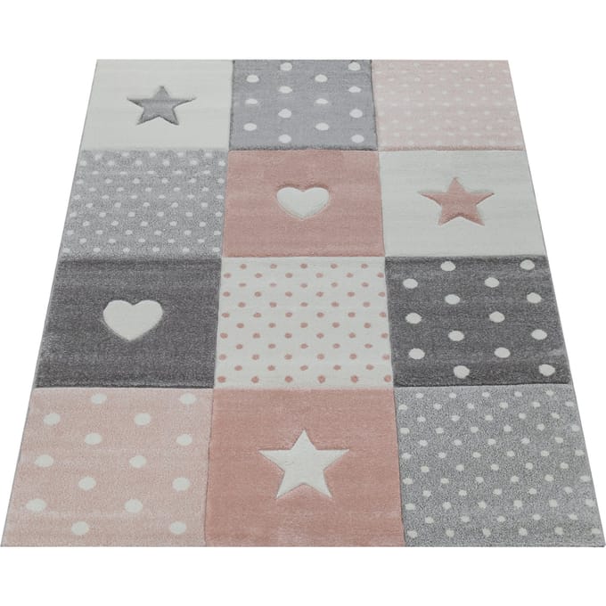 Kindertapijt Kosmos roze 133 cm vierkant