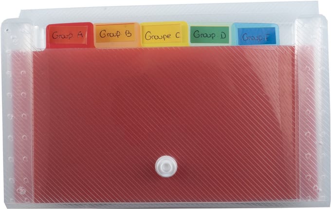 Exacompta 5x Crystal PP Sorteermap pocket 6 indelingen - 11x18 cm - Transparant - 55498E