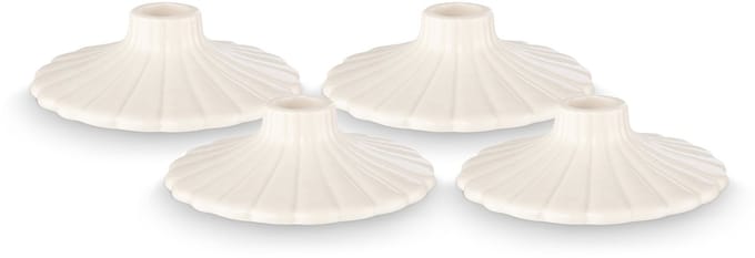 vtwonen Kandelaar Set van 4 - Kaarsenhouder van Keramiek - Wit - 8x2.5cm