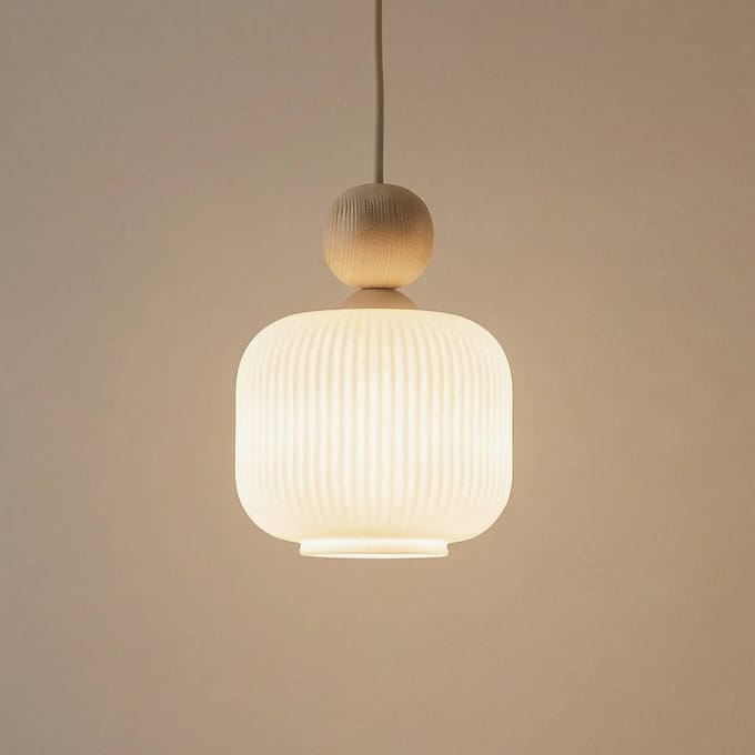 TK Lighting Hanglamp Ballo, 1-lamp, wit, glas, Ø 15 cm, E14