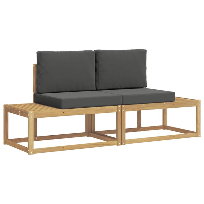 vidaXL - Buiten - bank - set - 2 - st - Wit - en - antracietkleurig - Polyester