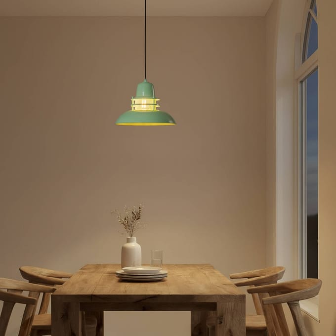 Bamyum Hanglamp Vuurtoren Pendellamp Mintgroen Lamp Ø34 cm Vintage Hanglamp, E27 Fitting