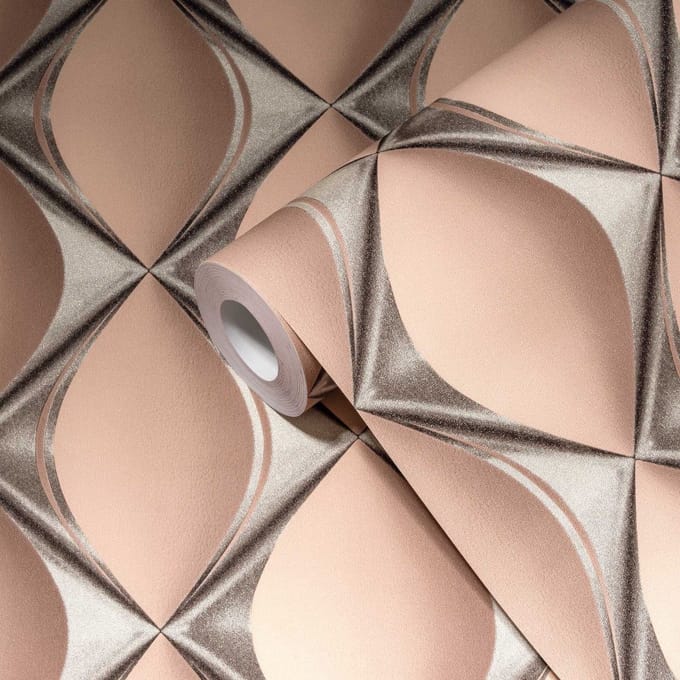 GRAFISCH 3D BEHANG | Optische Illusie - roze zilver grijs - A.S. Création My Home My Spa