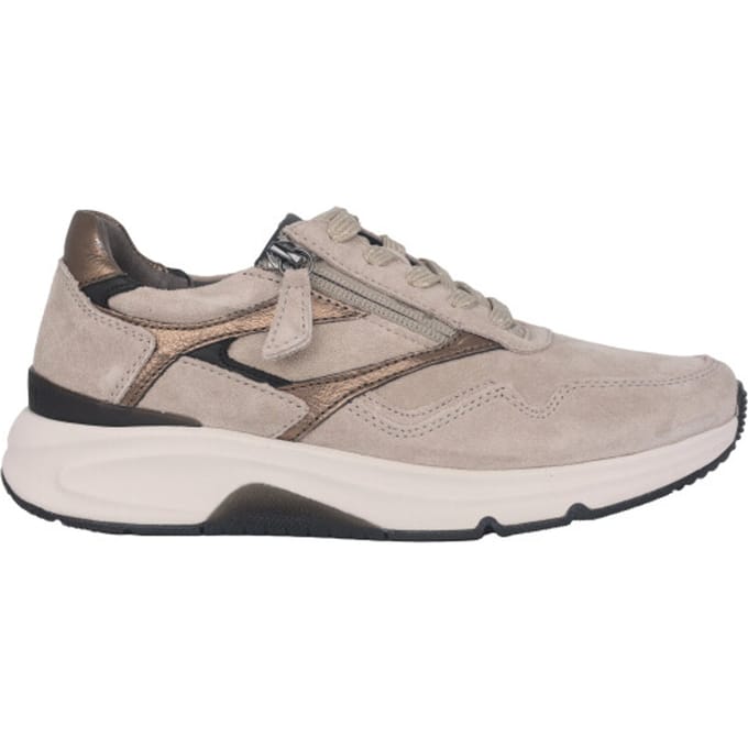 Gabor rollingsoft sensitive 96.896.39 - dames rollende wandelsneaker - Beige - maat 37 (EU) 4 (UK)