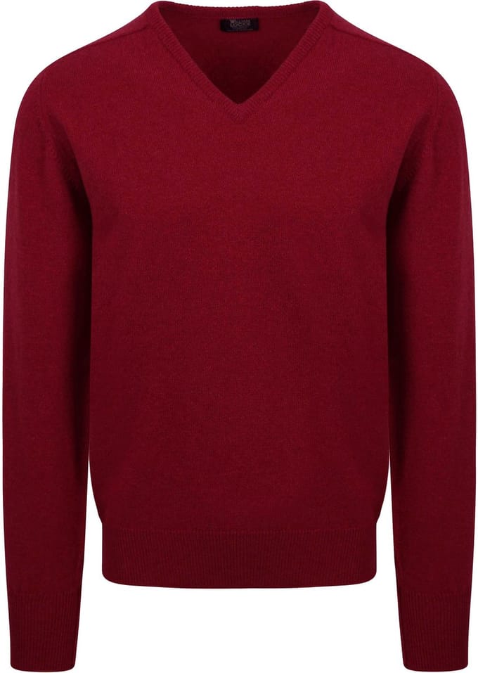 William Lockie V Lamswol Bordeaux - Maat M - Heren - Pullovers