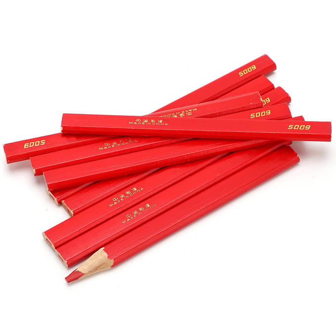10 stuks Timmermanspotloden Bouwers 170mm Achtkant Rood Houtbewerkingspotloden Houtbewerkings Markeergereedschap red
