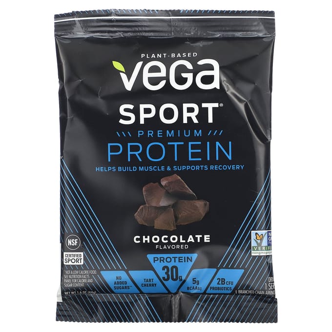 Sport, Plantaardig Premium Eiwit, Chocolade, 12 Zakjes, 44G (1.6oz) Elk
