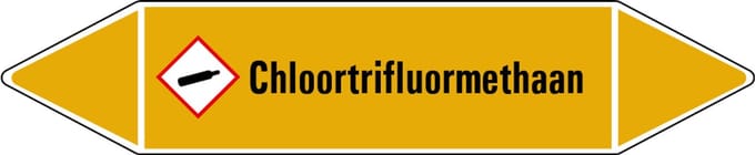 Chloortrifluormethaan leidingmarkering op vel 252 x 52 mm - 3 per vel