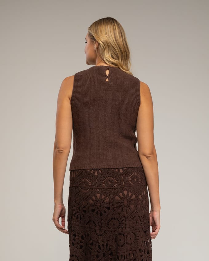 Mouwloze gebreide top