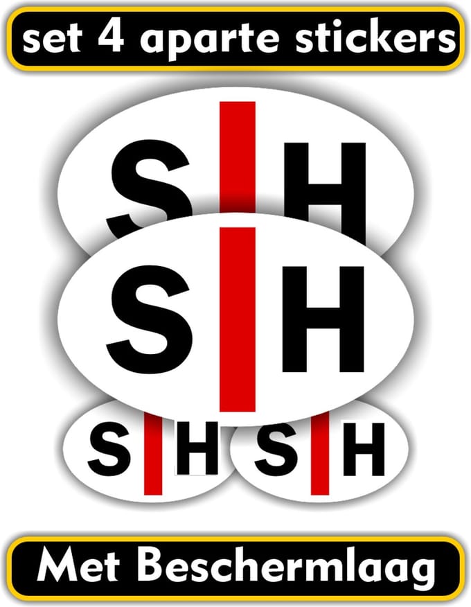 Jerma - SH Embleem - Stickers - Slechthorend – 4 st - 2st 10x6 en 2st 5x3 cm - vinyl - zelfklevend