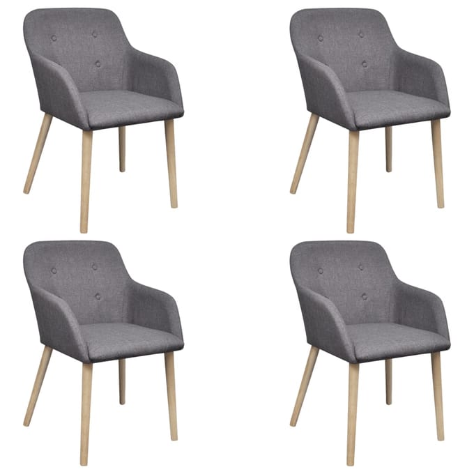vidaXL - Eetkamerstoelen - 4 - st - stof - en - massief - eikenhout - donkergrijs