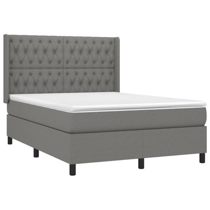 vidaXL - Boxspring - met - matras - stof - donkergrijs - 140x200 - cm
