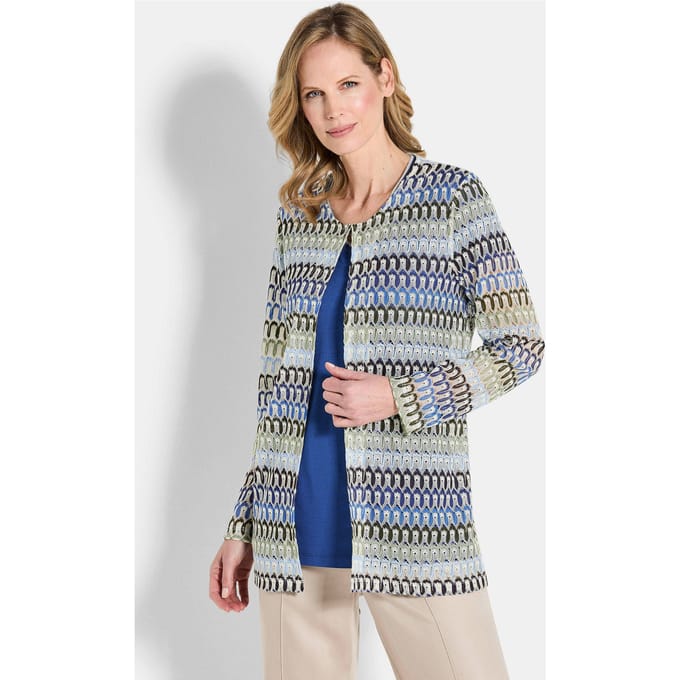 Lang jack in kantlook - blauw / steengrijs / gedess. - Gr. 21 van Goldner Fashion