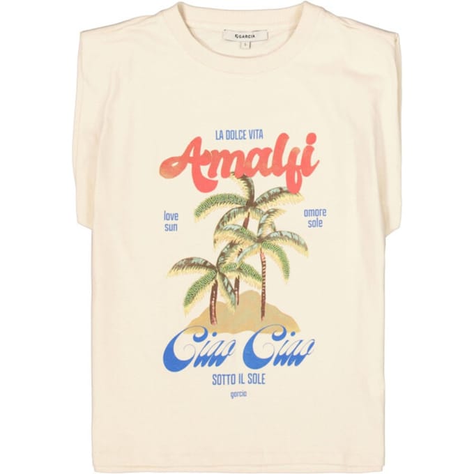 GARCIA Dames Print T-shirt Wit Sleeveless