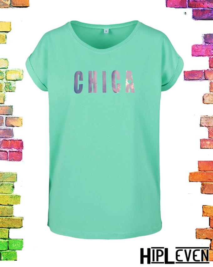 Mintgroen shirt met print Chica | Mintgroen / 5XL (54)