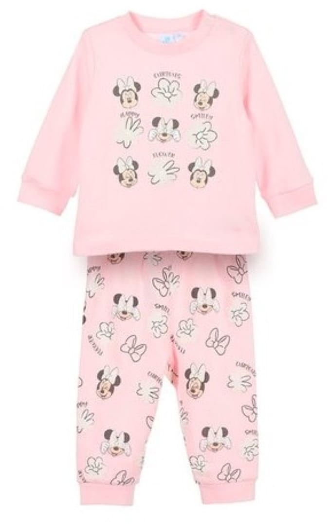Minnie Mouse Pyjama - Maat 80 - Katoen - Disney - Lichtroze - 18 Maanden