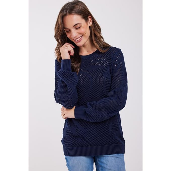 DIDI Dames Pullover Palm jacquard Dark blue maat 44