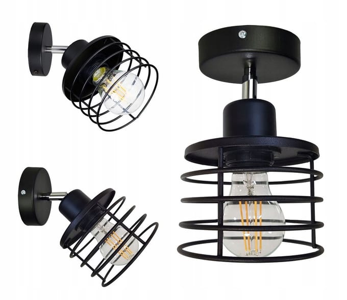 Loft Hanglamp met Veer en Draad, E27 Fitting, Verstelbaar