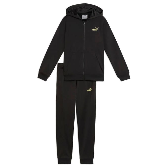 PUMA Hooded Full-Zip Poly Suit B Jongens Trainingspak - Puma Black
