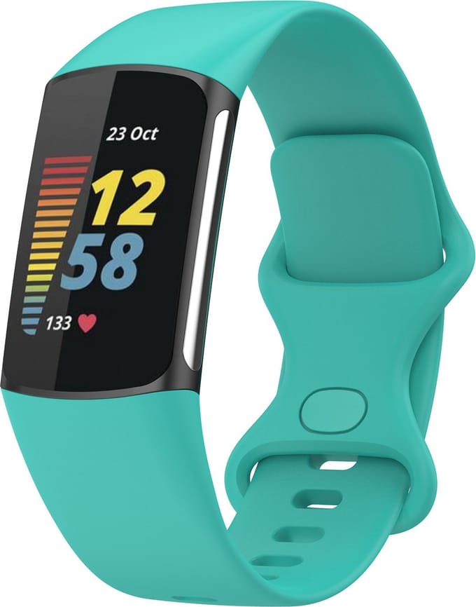 KELERINO. Siliconen bandje geschikt voor Fitbit Charge 5 - Groenblauw - Large